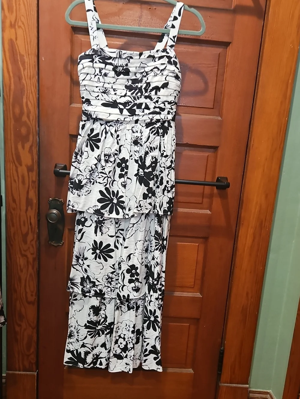 Abercrombie & Fitch Black and White Floral Tiered Maxi